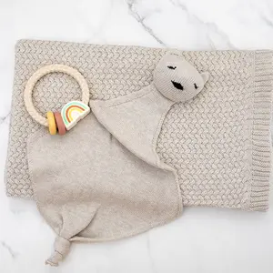 Criss Cross Infant Baby Blanket and Teddy Lovie Set