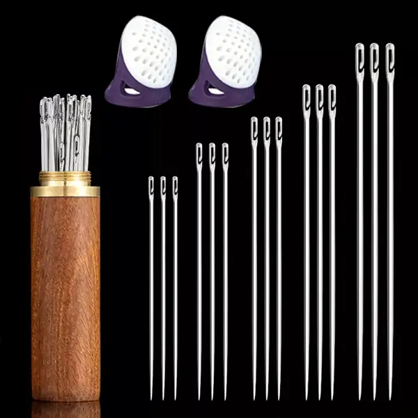 30 Needles Durable Self-Threading Needle Set with Wooden Case - Multi-Purpose Sewing Supplies for Home, Hand Sewing, 30Pcs