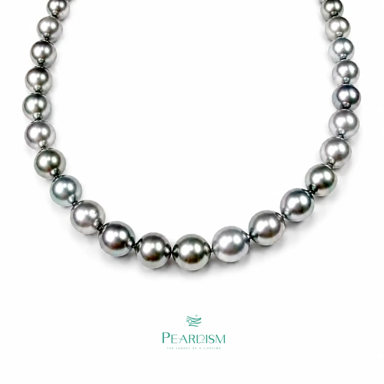 Black Tahitian  Platinum Grey Full string Necklace 8.5-11mm Seawater Pearl Full String Necklace (40+5cm)