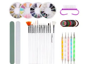81 DIY Nail Art Tool Decoration Manicure Kit, Nail Rhinestone, Nail Sticker Decal, Nail Sequin, Dot Pen, Clean Brush, Nail Design Supply Set