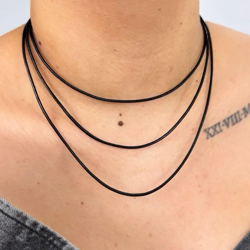 GAIA Leather Choker Necklace – Adjustable, 925 Sterling Silver Clasp