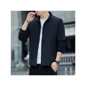 Bmuvlss Men'S Heavy-Duty Nylon Windbreaker Jacket - Full-Zip Workwear Coat with Stand Collar, Zippered Pockets - Lightweight Windproof Outerwear for Construction, Commuting, Travel - Brown (Casual Business Attire) - Easy-Care Polyester Lining, Commuting A