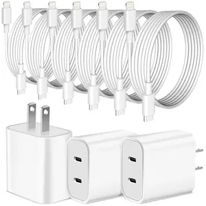 SANPRIO For iPhone 14 Charger,3Pack 40W Dual Type C Wall Charger Adapter & 6Pack USB C to Lightning Cable for iPhone 14 Pro/13/12/11/MiNi/XS/XR Fast Charging Cellphone Electronic Plug