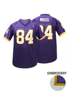 Boyfriend Style Men's Embroidery American Football Jersey 18 Purple Casual Short Sleeve V-Neck T-Shirts Party Sports Top, Loose Fit Casual T-Shirt for All Seasons, Unisex Outdoor Sports & Training Wear, Stylish Jersey