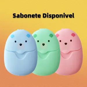Portable Bear Soap Sheets Disposable Soap Bars Bulk Pack 50 Pieces Outdoor Pocket Hand Washing Cleaning Sheets
