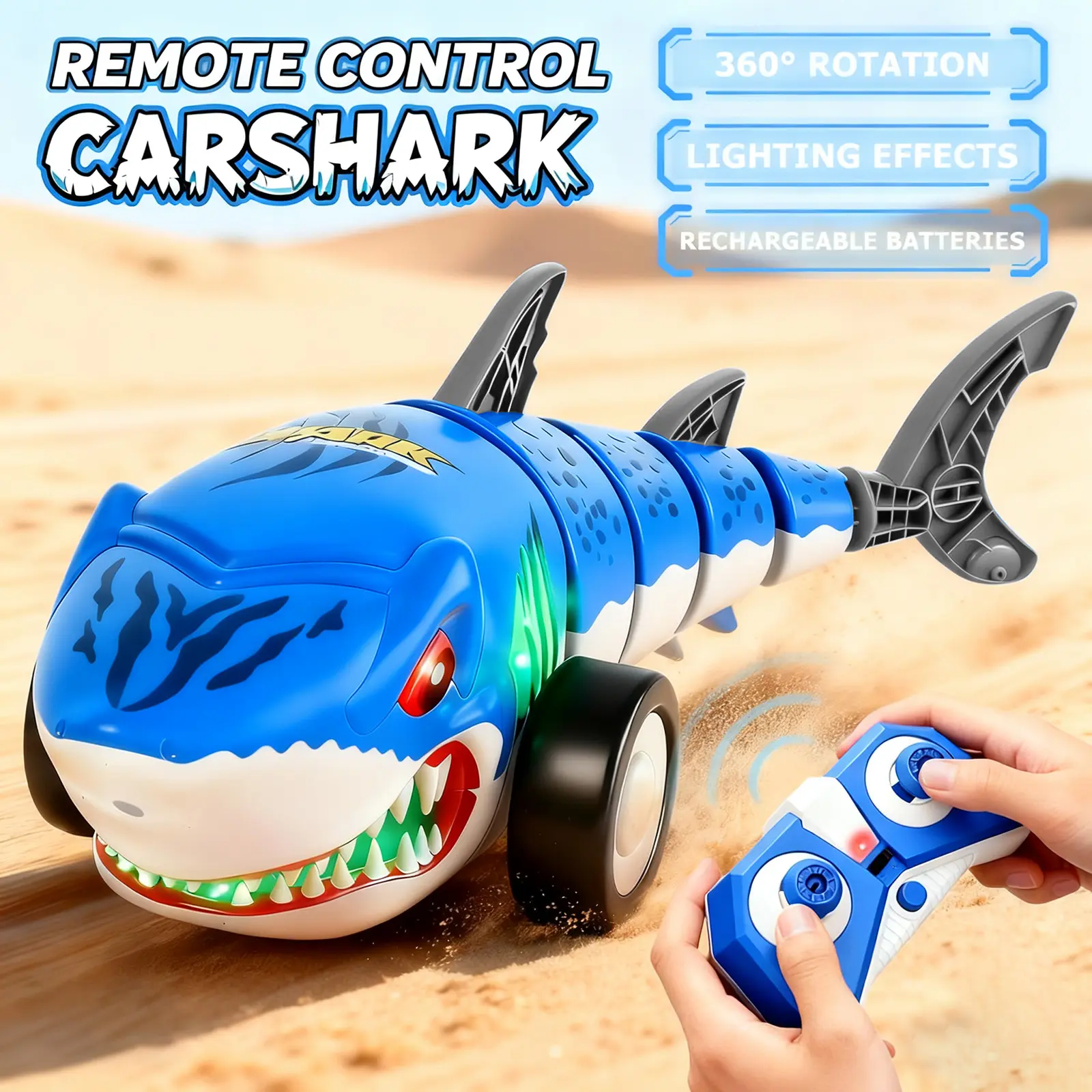 Creative design and precise control of interactive shark remote control model adult leisure toys. Fun and fall-resistant, outdoor interaction