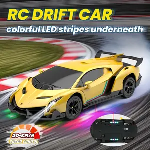 Officially Licensed 1:18 Scale Lamborghini RC Car, Lamborghini Boy Remote Control Car 3-7, RC Drift Car with LED Lights, 20 km/h, 2.4GHz RC Car for Adults, Boys and Girls 8-12, Birthday Gift, Yellow and Blue