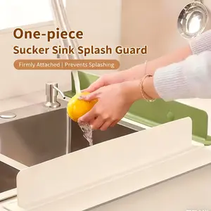 1pc Kitchen Sink Silicone Splash Guard, Non-Slip Easy Clean Countertop Divider, Large Suction Cups, Fits Standard Sinks, Home & Restaurant Use