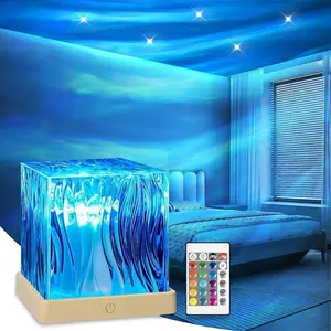 16 Color Changing LED Water Ripple Lamp Ambient Atmosphere Lighting for Bedroom Cool Things Water Ripple Lamp Dimmable Remote Timer Projector Gifts for Women Valentine's Day  New Year  Party Gift Mother'S Day Gift Birthday gift, Children's Day gift