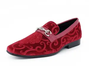 Amali Throne Mens Velvet Smoking Loafers with Diamond Bit Formal Paisley Tuxedo Shoes Footwear