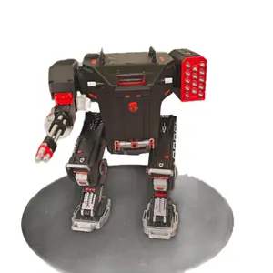 !Homemade Mech Helldivers 6 Inches Tall Collectible Figurine with Chaingun & Rockets black and red