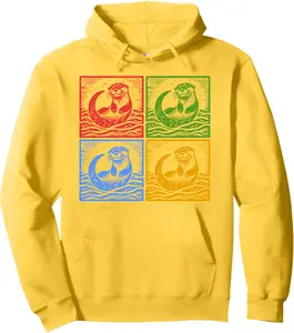 Retro Otter Design, Otter Enthusiasts, Women, Men and Child Pullover Hoodie