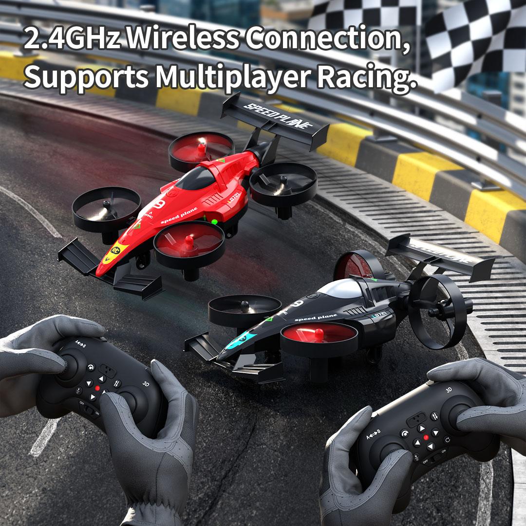 AERO-DRIFT 2-in-1 Flying Drone & RC Drift Car, 360° Stunt Flip Anti-Collision Rechargeable, Land to Air Transforming Easy Fly Remote Control Toy Plane Gift for Kids Boys Men Beginners