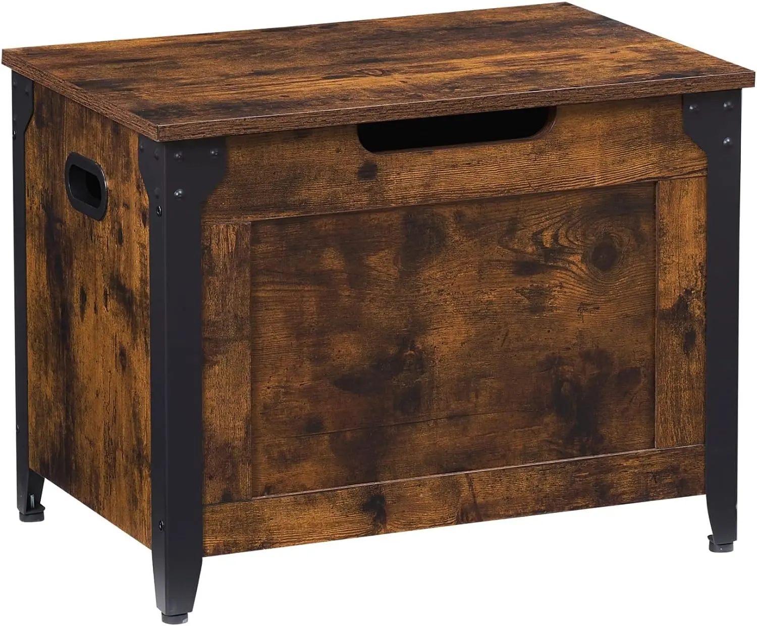 Rustic Brown MDF Lift-Top Storage Chest Bench Bin, 300lb Capacity Home Organizer with Safety Hinge, Side Handles, Shoe Organization, Closet Storage, 15.7"d x 23.6"w x 18.1"h, Assembly Required Multi-Functional Furniture for Entryway, Bedroom