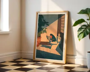 [No Frame] Japanese Frog Print, Frog Bathroom Print, Japanese Wall Art, Funny Bathroom Wall Art