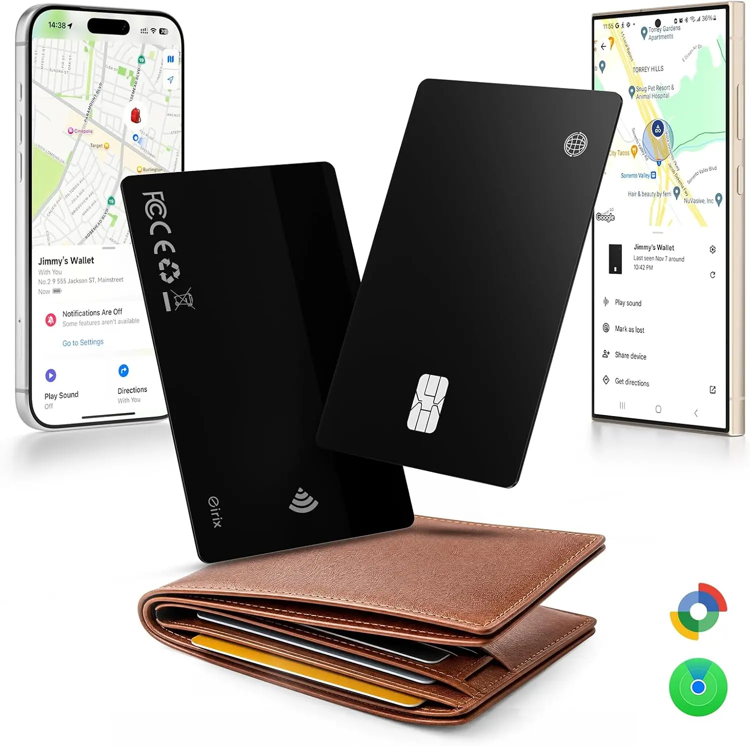 1/2/4 Pcs Wallet Tracker Card (iOS and Android) Ultra Slim 0.07in P68 Waterproof Rechargeable Work with Apple Find My & Google Find Hub, Item Locator for Card Holder,Passports,Money Clips