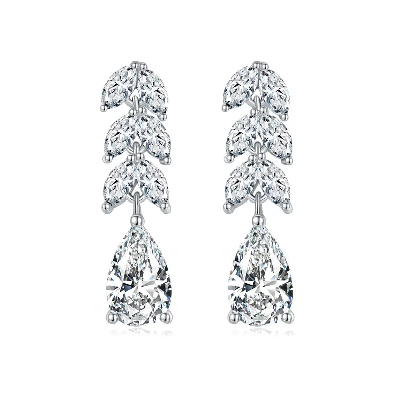 #189 Pear Dangle Earrings Set, 925 Sterling Silver VVS Synthetic Moissanite Earrings, Lab-Created Moissanite Jewelry Accessories, Moissanite Lab Created