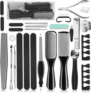 26 in 1 Professional Pedicure Kit Stainless Steel Foot Care Tools with Foot File & Callus Remover for Men and Women Travel Manicure Nail Smooth Cutics