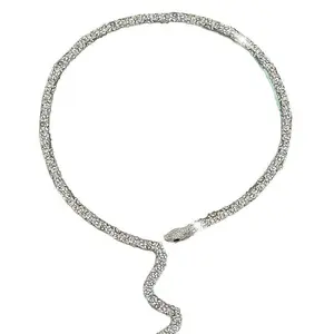 Universal Middle Eastern Silver Color Fashion Exaggerated Adjustable Fake Snake Mesh Chain Collar Necklace, Stylish Neckpiece