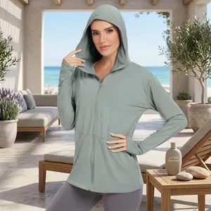 Women's UPF 50+ Sun Protection Hoodie Jacket - Lightweight Long Sleeve UV Protective Sun Shirt with Pocket for Outdoor Hiking Running Beach Casual Wear Breathable Comfortable Summer Clothing