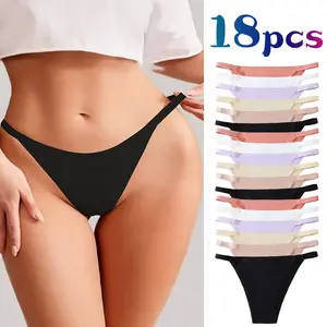 18pcs Of SeamlessWomen'SUnderwear, Fan-shapedSeamlessTechnology.The Fabric ls Light AndBreathable,Suitable ForVariousCombinations And . fashionable underwear stylish thongs valentines day gift for him Womenswear Cotton thongs   swimsuit soft panty