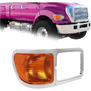Passenger Side Corner Signal Lights Lens w/Headlight Bezel Compatible with 2000-2015 Ford F650 F750 Right Replacement for FO2521196 & YC3Z13200AA