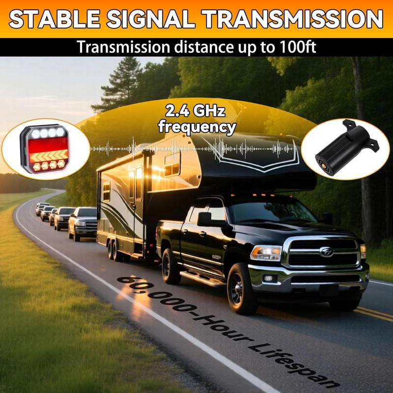 Dazone Upgraded Wireless LED Trailer Lights Rechargeable IP65 Waterproof Magnetic Tail Tow Lights Kit for RV Camper Boat Caravan