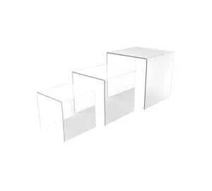 FixtureDisplays® Set of 3 Clear Acrylic Display Riser (2", 3", 4" ) Jewelry Showcase Fixtures 13164-234 13164-234