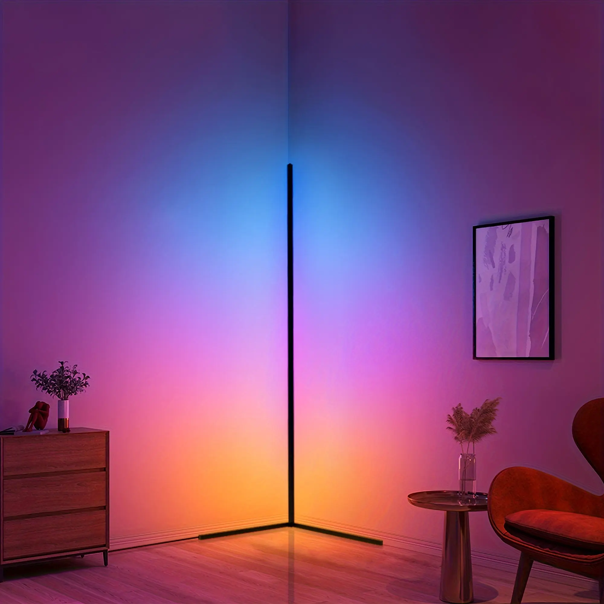 Smart RGB Corner Floor Lamp, 57 Inch LED Standing Lamp with Bluetooth App Control, 88 LEDs, Color Changing Mood Light for Gaming Room & Home Decor campingessentials