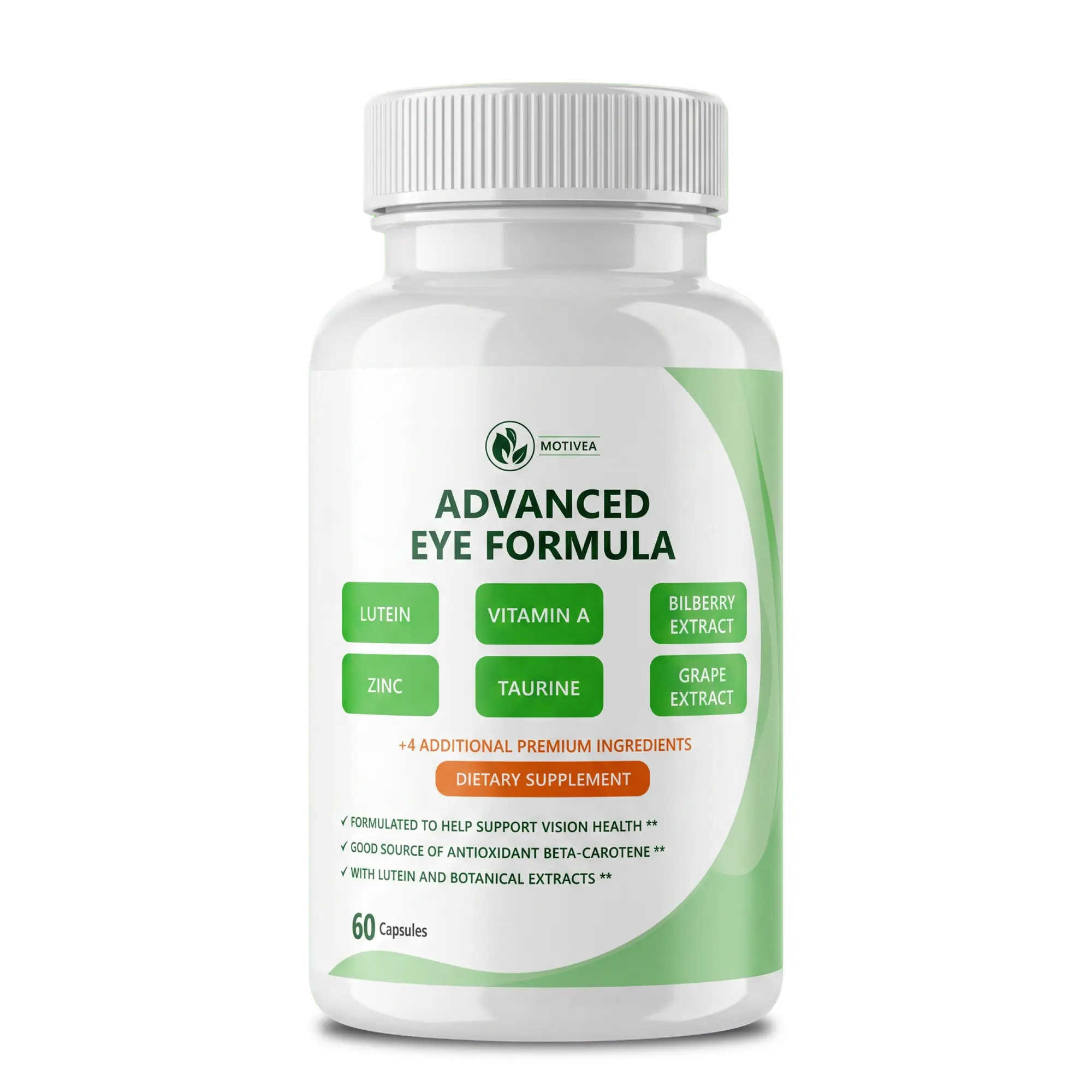 Eye Vitamins for Adults - Advanced Eye Formula with Lutein, Bilberry, Grape Seed & Zinc - Vision & Screen Time Support - 60 Capsules Made in USA