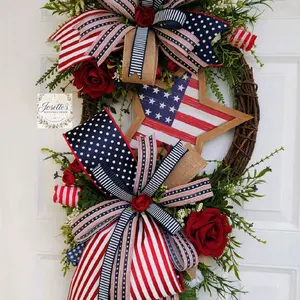 Celebrating America 250 years, patriotic wreath decor, heart wreath decor