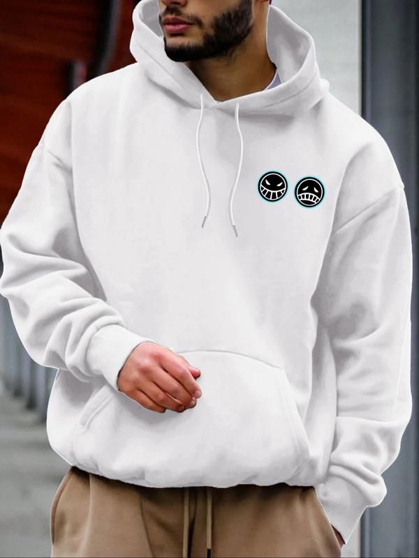 One Piece Anime Graphic Oversized Streetwear Hoodie for Men, Comfortable Casual Pullover with Flame Print for Otaku & Street Fashion Enthusiasts