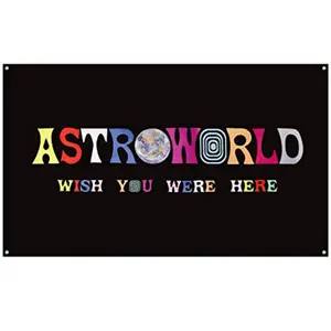 2D Flat Banner Astroworld Logo Flag, Indoor Outdoor Festival Pull-Up Banner, Foldable Tear-Resistant, No Power Needed