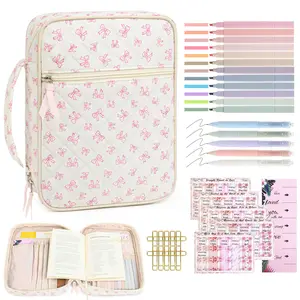 Bible Cover Case for Women Large Bible Cover Bag Bible Study Supplies Bible Journaling Kit Book Carrying Case with Bible Highlighters Christian Gifts for Women