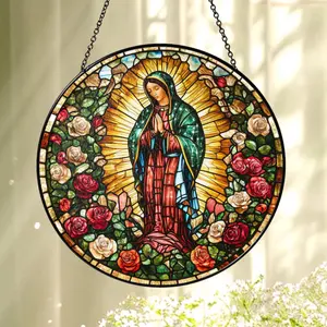 Our Lady of Guadalupe Suncatcher: Glass Virgin Mary Window Hanging
