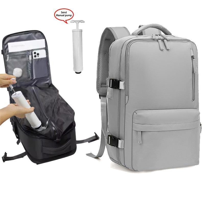 Vacuum Compression Backpack (with Air Pump) Travel Rucksack, Large Capacity and Durable for Business Trips, Hiking and Camping