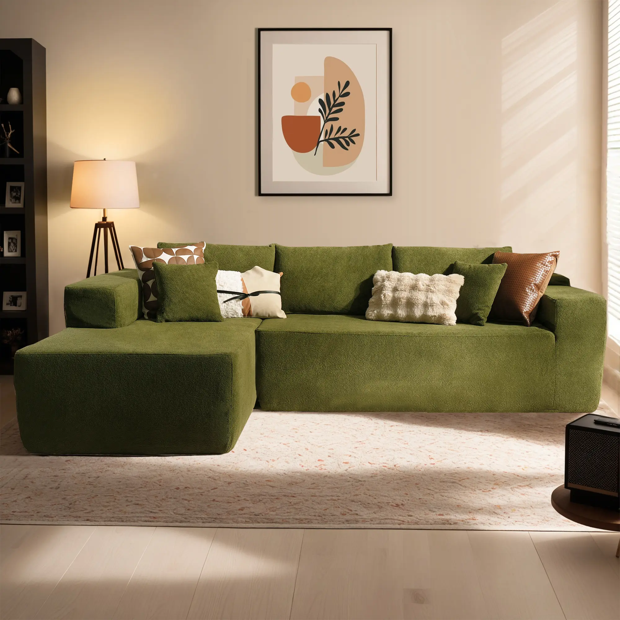 Green Cloud Velvet Left Chaise