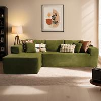 Green Cloud Velvet Left Chaise