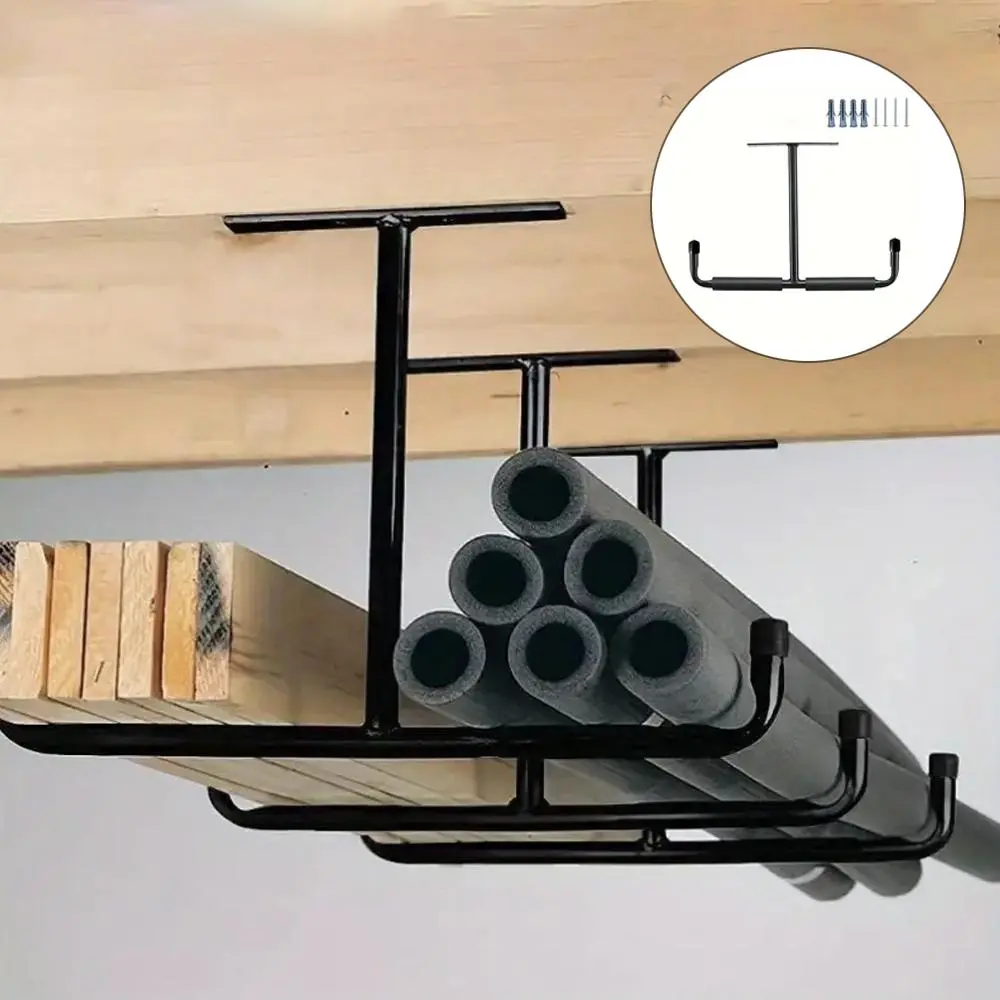 T-shaped Garage Home Storage Hook Rack, 1/2 Counts Ceiling Installation Hook, Suitable for Hanging Hoses, Wood, and Other Bulky Items, Room Accessories, Tool Kit, Construction Tool Organizer