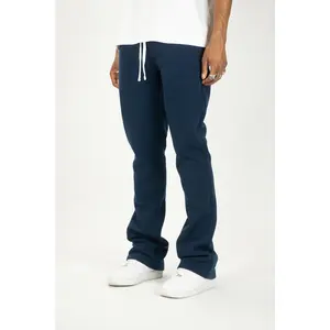Rebel Stacked Flare Sweat Pants Navy 475