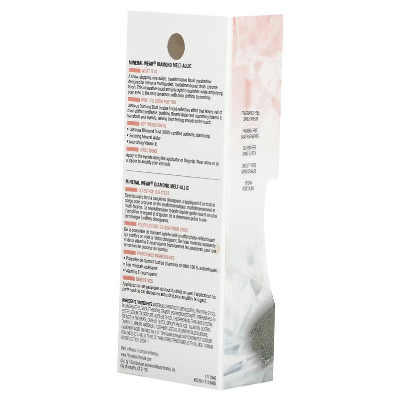 Physicians Formula Mineral Wear, Diamond Melt-allic Liquid Eyeshadow, 1711946 Golden Emerald, 0.09 fl oz (2.8 ml)