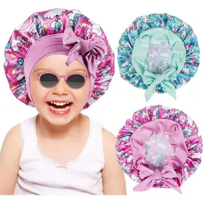 2 PCS Kids Bonnets for Girls,Silk Bonnet for Kid Sleeping,Toddler Bonnet for Curly Hair