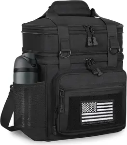 Double Deck Insulated Lunch Box, Expandable Large Lunch Bag Leakproof Cooler Bag Lunch Pail for Men Women Adults Work Shifts Travel Daytrip, 16L, Black