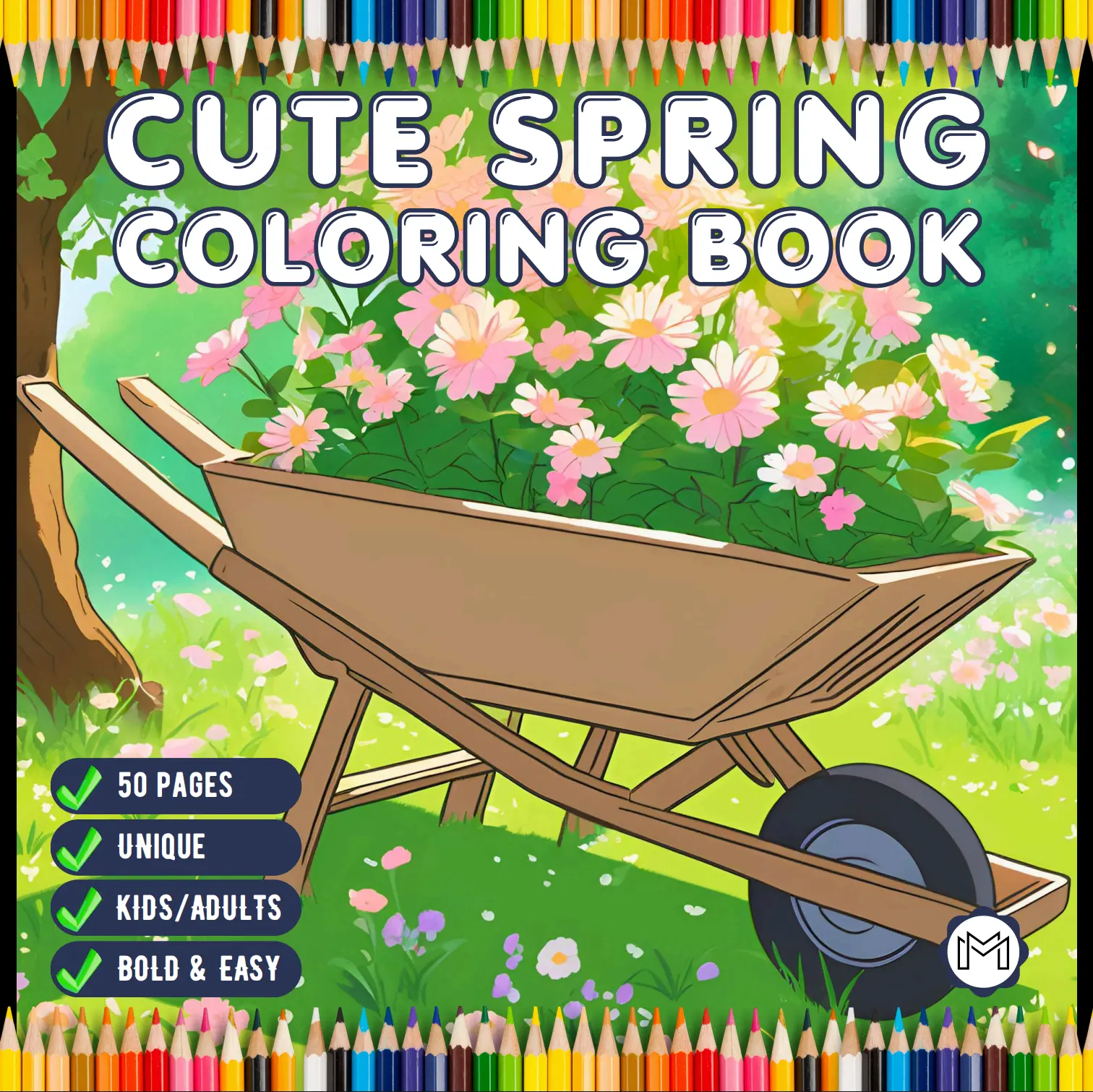 Cute Spring Coloring Book Gift for Adults Men Women Kids Young Boys Girls Teens Youth Bold and Easy Spring Coloring Sheets for Children