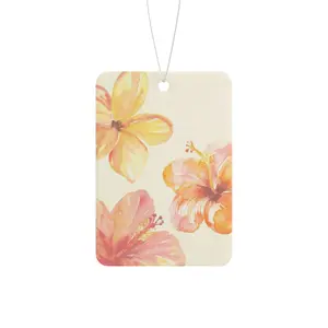 Rainbow Summer Tropical Hibiscus Plumeria Summer Vibes Flowers Freshie Floral Girl Car Air Freshener Hanging Car Decoration