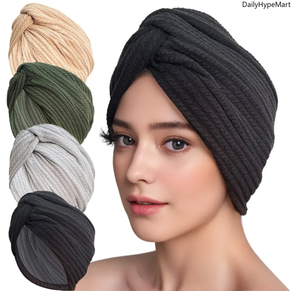 Chic Turban for Women, Bohemian Style Pre-Tied Twisted Knot Headwrap, Full Coverage Hair Scarf for Daily Casual Wear, Chemo Wear, Turban Bonnet, Undercap, Christmas, Funky, Engagement, Anniversary, Business