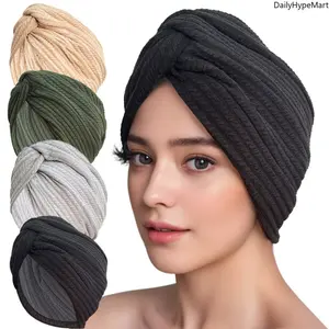 Thick Elastic Twisted Bonnet - Bohemian Cross Hat, Fit Casual Warm Daily Chemo Turban Fashion Accessory