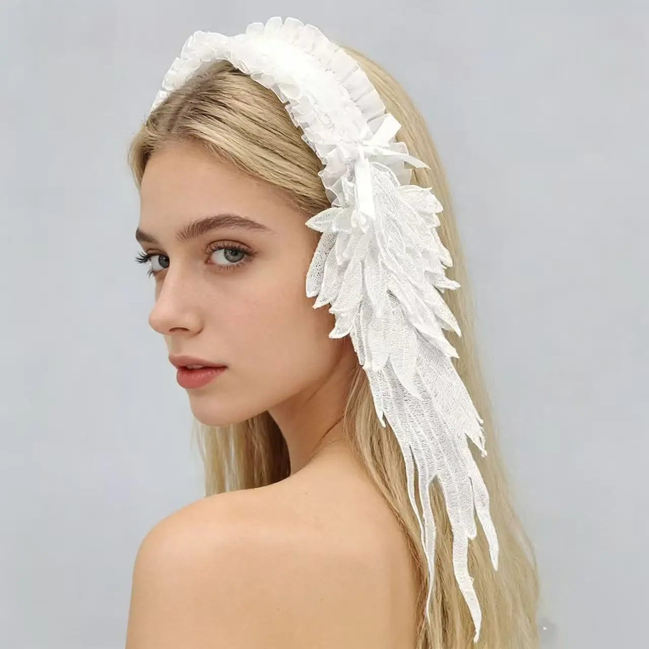 Dark Gothic Lolita hair accessories angel wings lace lace headpiece Lolita wings headband,Lace hair accessories, Cosplay hair accessories