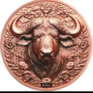 3D High Relief African Buffalo Wildlife Copper Sculpture - Collectible Art Piece
