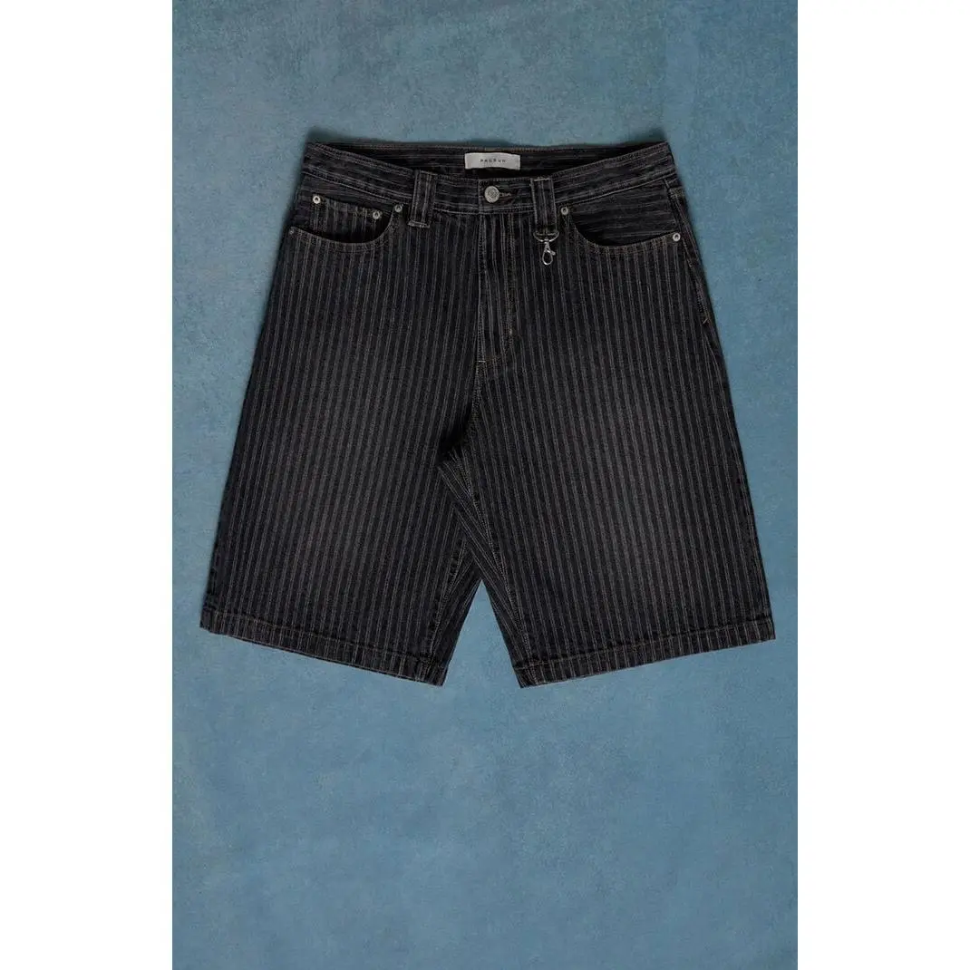 Pacsun Men's Austin Extreme BaggyÂ JeanÂ ShortsÂ PinstripeÂ Washed Black
